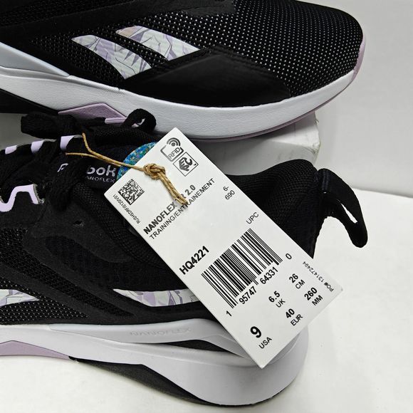 Reebok Women's Nanoflex TR 2.0 Cross Trainer, Black/White/Purple Oasis Size 9 - Picture 4 of 5